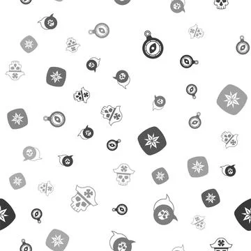 Set Compass, Skull, Wind rose and Pirate captain on seamless pattern. Vector Stock Illustration