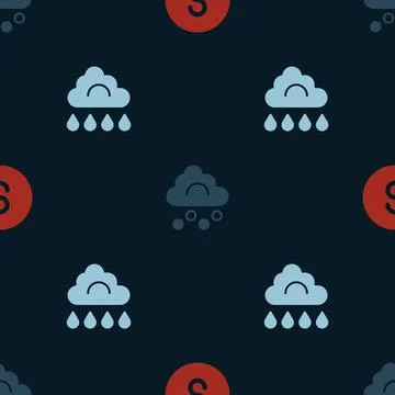 Set Compass south, Hail cloud and Cloud with rain on seamless pattern. Vector 스톡 일러스트