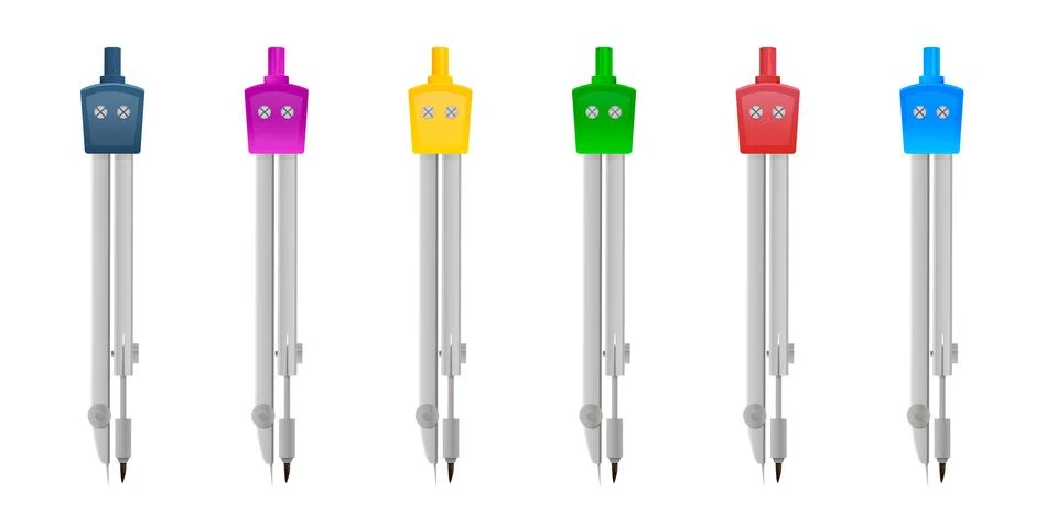 Set of compass tools, variable color Stock Illustration