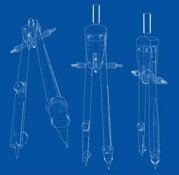 Set of compasses sketch. Vector Stock Illustration