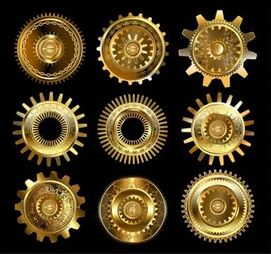Set of complex gears Illustrazione stock