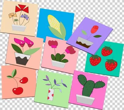 Set of compositions with nature for education. イラスト素材