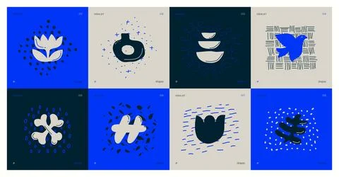 Set of compositions from silhouettes minimalistic bizarre childish abstract.. Stock Illustration