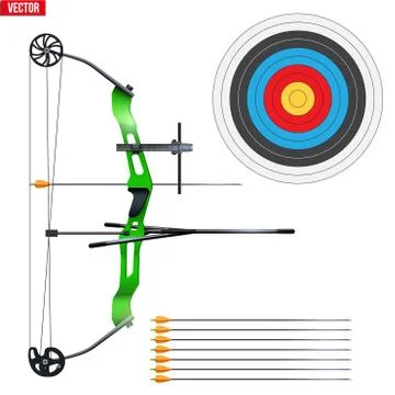 Set of Compound Bow Archery Sport Equipment Stock Illustration