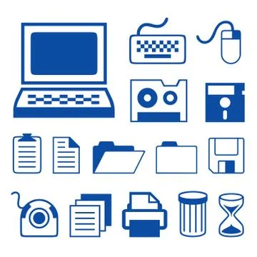 Set of Computer and electronic Accessories Technology Icon element Vector.	 Illustrazione stock