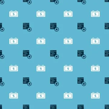 Set Computer api interface and Battery on seamless pattern. Vector Illustrazione stock