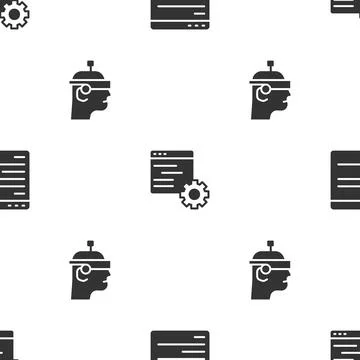 Set Computer api interface, and Smart glasses on seamless pattern. Vector Stock Illustration