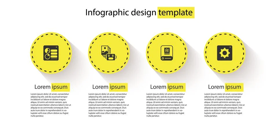 Set Computer api interface, Artificial intelligence robot, AI and . Business Stock Illustration