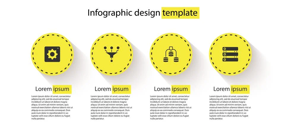 Set Computer api interface, Funnel or filter, Server, Data and . Business Stock Illustration