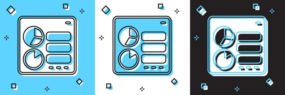 Set Computer api interface icon isolated on blue and white, black background 스톡 일러스트