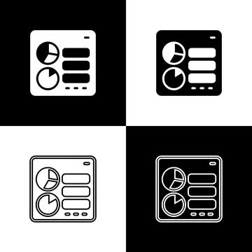 Set Computer api interface icon isolated on black and white background 스톡 일러스트