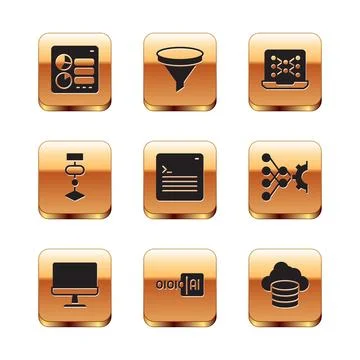 Set Computer api interface, monitor, Binary code, Web developer programming.. Stock Illustration