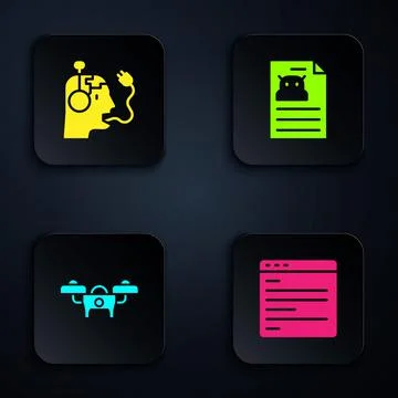 Set Computer api interface, Robot charging battery, Drone and Technical 스톡 일러스트