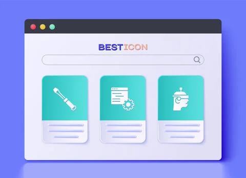 Set Computer api interface, Screwdriver and Smart glasses icon. Vector イラスト素材