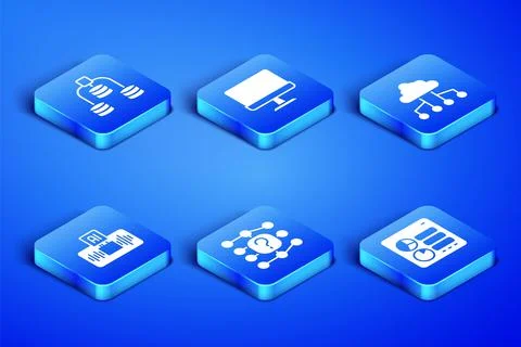 Set Computer api interface, Server, Data, Neural network, Artificial イラスト素材