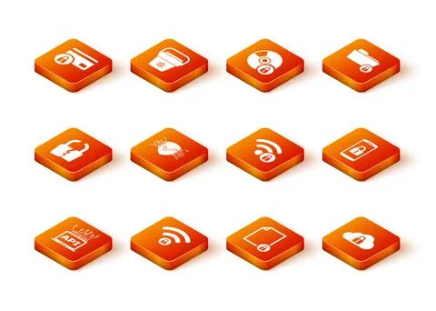 Set Computer api interface, Wifi locked, Broken or cracked, Cyber security Illustrazione stock