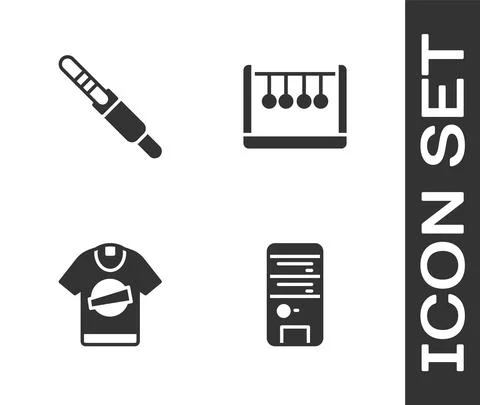 Set Computer, Audio jack, T-shirt and Pendulum icon. Vector 스톡 일러스트