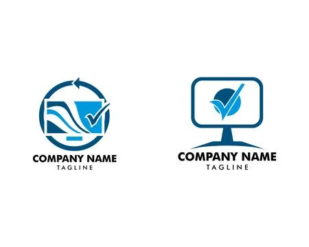 Set of Computer Check Logo Template Design Vector Stock Illustration