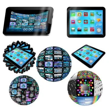 Set of computer components Illustration