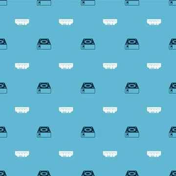 Set Computer cooler and RAM, random access memory on seamless pattern. Vector イラスト素材