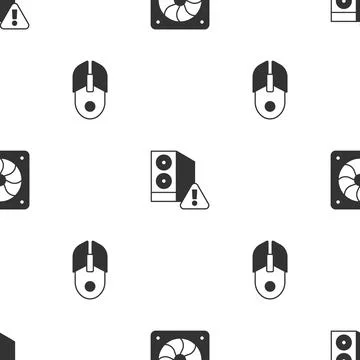 Set Computer cooler, Case of computer and mouse on seamless pattern. Vector イラスト素材