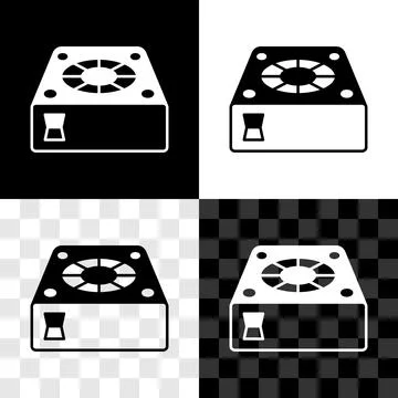 Set Computer cooler icon isolated on black and white, transparent background. PC 스톡 일러스트