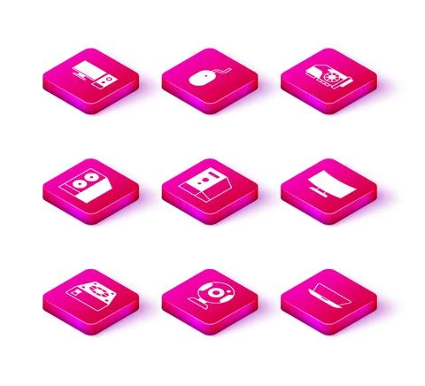 Set Computer cooler, Web camera, Case of computer, Laptop, monitor screen, Video 스톡 일러스트