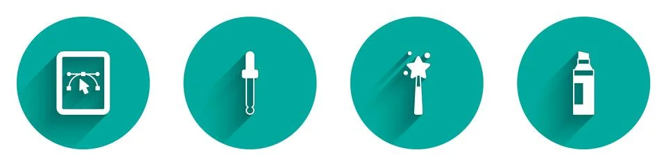 Set Computer with design program, Eyedropper color picker palette, Magic wa.. Stockillustratie