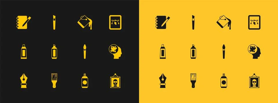 Set Computer with design program, Paint brush, spray can, Marker pen, bucke.. 스톡 일러스트