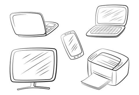 Set of Computer Equipment Stock Illustration