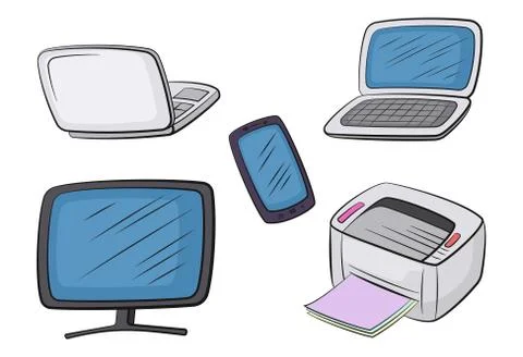 Set of Computer Equipment Stock Illustration