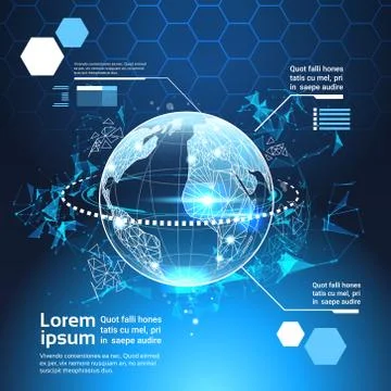 Set Of Computer Futuristic Infographic Elements World Globe Tech Abstract Stock Illustration