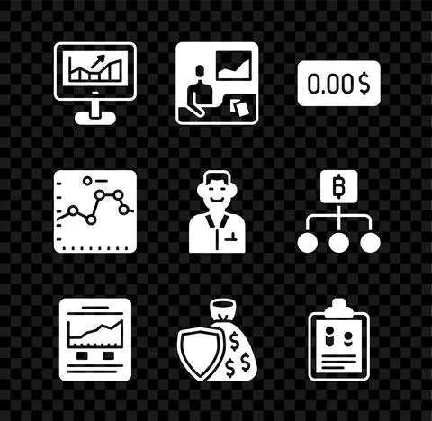 Set Computer with growth graph, Trading courses, Zero cost, Website, Shield and 스톡 일러스트