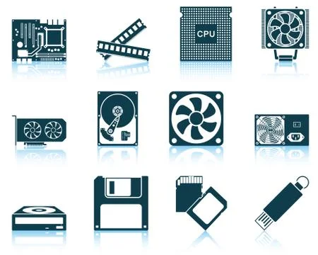 Set of computer hardware icons Stockillustratie