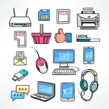 Set of computer icons Illustrazione stock