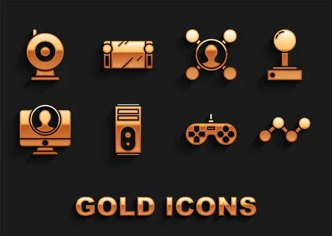 Set Computer Joystick for arcade machine Share Gamepad Create account screen  Illustrazione stock