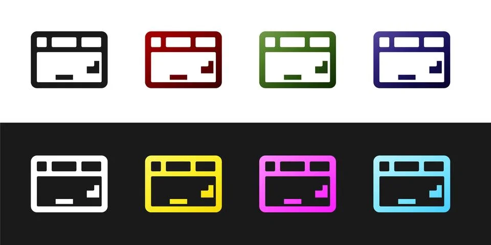Set Computer keyboard icon isolated on black and white background. PC component Stock-Illustration