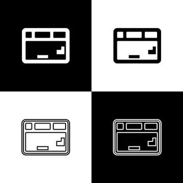 Set Computer keyboard icon isolated on black and white background. PC component Stock-Illustration