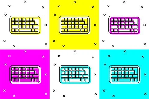 Set Computer keyboard icon isolated on color background. PC component sign Stock-Illustration