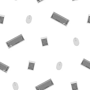 A set of computer keyboards and mouse, random colors, front view. A modern image Illustrazione stock
