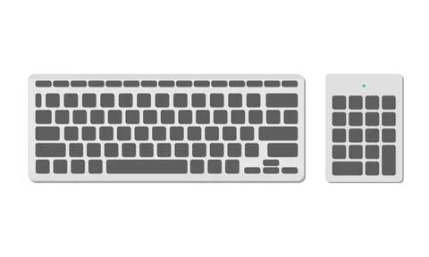 A set of computer keyboards, basic and numeric without symbols, gray color. A Stock Illustration