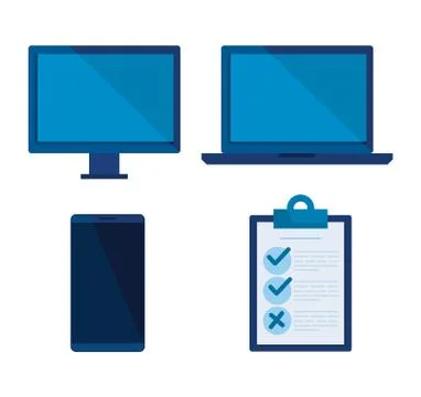 Set computer with laptop and smartphone technology Stock Illustration