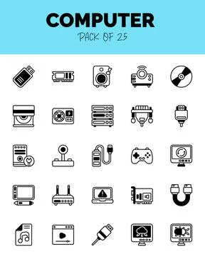 Set of Computer Lineal Fill Icons for logo &amp; web. Vector illustration Stock Illustration