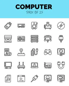 Set of Computer Lineal icons for logo &amp; web. Vector illustration Stock Illustration