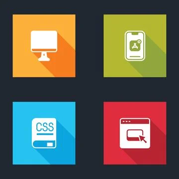 Set Computer monitor screen, Mobile Apps, Books about programming and Brows.. Stock Illustration