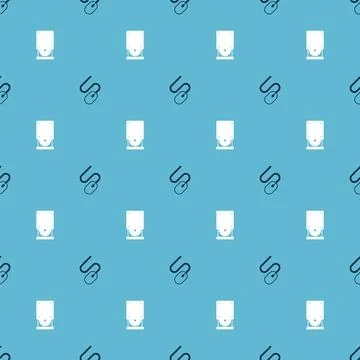 Set Computer mouse and Optical disc drive on seamless pattern. Vector Stock Illustration