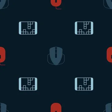 Set Computer mouse, and Portable video game console on seamless pattern. Vector Illustrazione stock