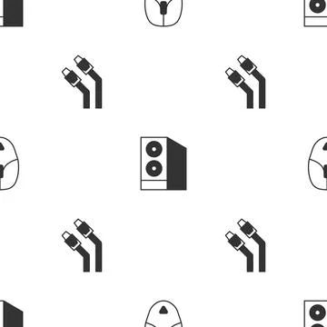 Set Computer mouse, Case of computer and LAN cable network internet on seamless Illustrazione stock