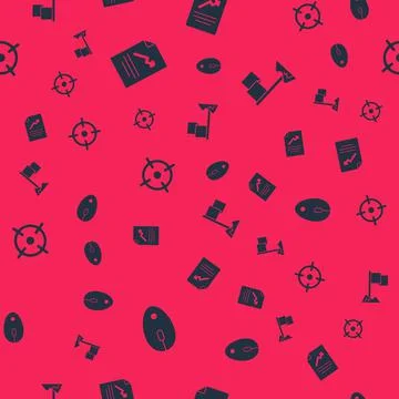 Set Computer mouse, Document with graph chart, Target sport and Location marker Illustrazione stock