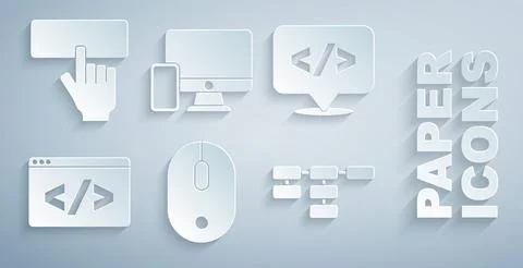 Set Computer mouse, Front end development, Site map, Monitor and mobile and K Illustrazione stock